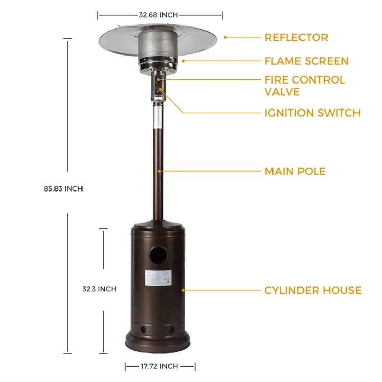 Outdoor Wheeled 48, 000BTU Mushroom Patio Propane Gas Heater