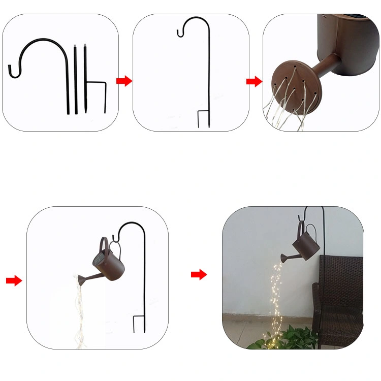 DIY Solar Garden Art Shower Light Watering Can Light Garden Courtyard Decoration