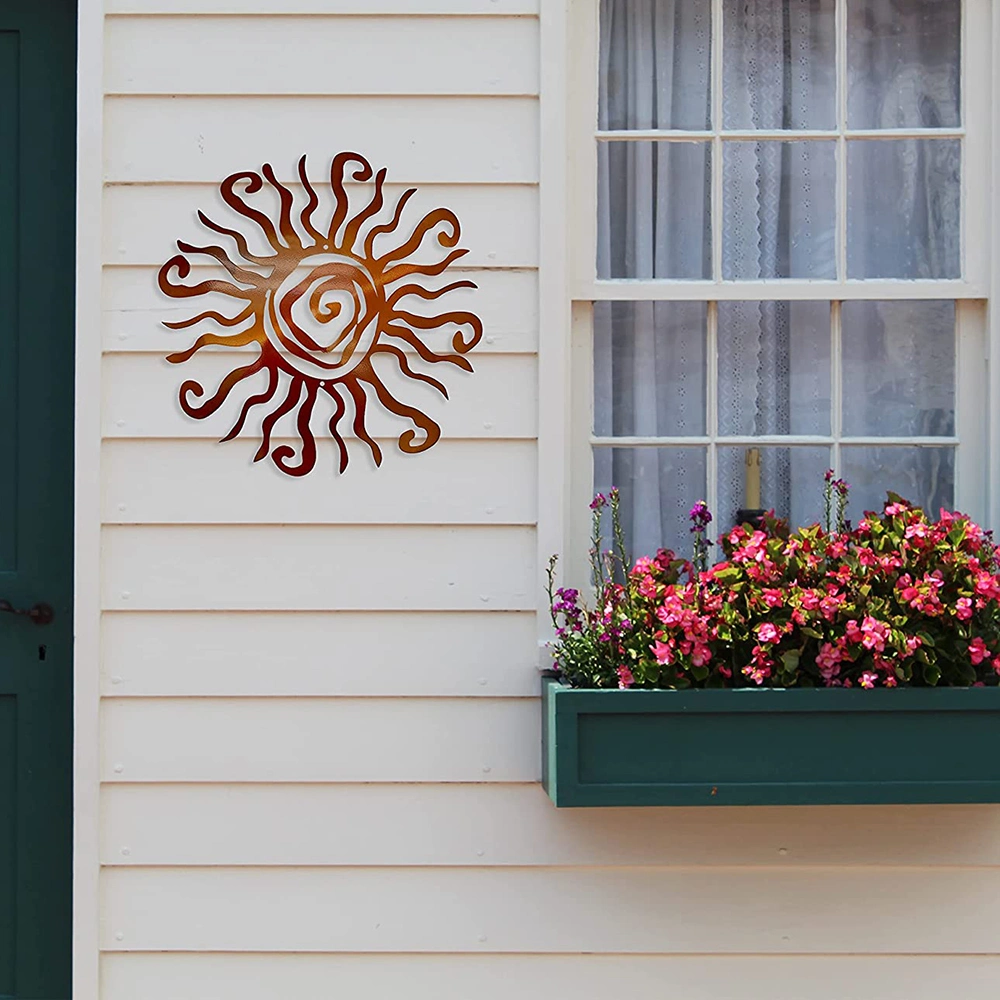 Copper Wacky Sun PVC Wall Art Indoor Outdoor Decoration Wall Sculpture - Ideal for Garden Home Farmhouse Patio and Bedroom Decoration